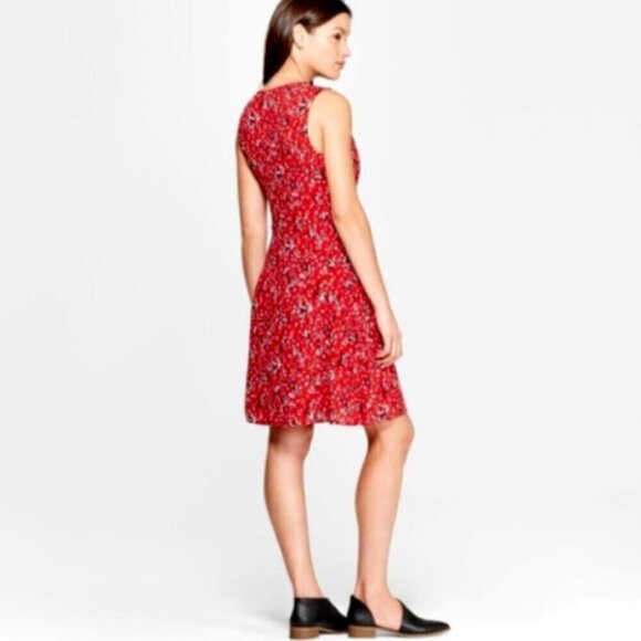 Universal Thread Sleeveless Wrap Dress Ditsy Floral Red Sz S #310E - Picture 3 of 9